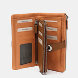 Cartera grande en piel bicolor naranja