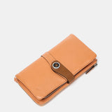 Cartera grande en piel bicolor naranja