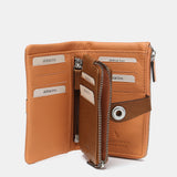 Cartera mediana en piel bicolor naranja