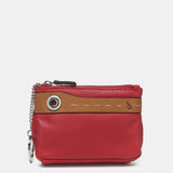 Monedero en piel bicolor roja