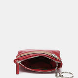 Monedero en piel bicolor roja
