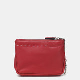 Monedero en piel bicolor roja