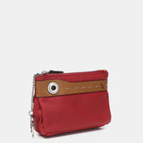 Monedero en piel bicolor roja