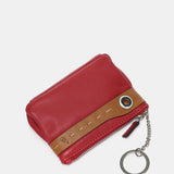 Monedero en piel bicolor roja