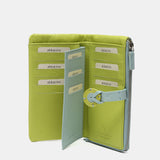 Portafoglio grande in pelle con stampa verde