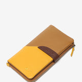 Large leather wallet in camel tones