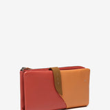 Large leather wallet in coral tones