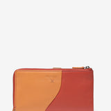 Large leather wallet in coral tones