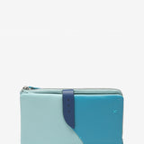 Large leather wallet in blue tones