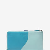 Large leather wallet in blue tones