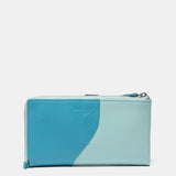 Cartera grande en piel en tonos azules