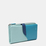 Cartera grande en piel en tonos azules
