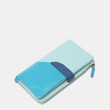 Cartera grande en piel en tonos azules