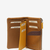 Medium leather wallet in camel tones