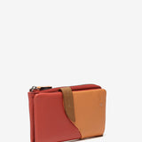 Medium leather wallet in coral tones