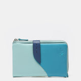 Medium leather wallet in blue tones