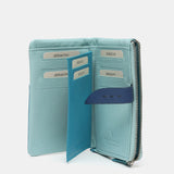 Medium leather wallet in blue tones