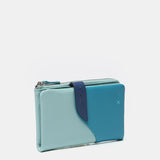 Medium leather wallet in blue tones