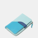 Medium leather wallet in blue tones