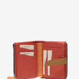 Small leather wallet in coral tones