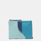 Small leather wallet in blue tones