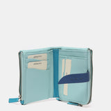 Small leather wallet in blue tones