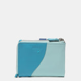 Small leather wallet in blue tones