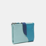 Small leather wallet in blue tones