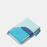 Small leather wallet in blue tones