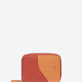 Small leather wallet in coral tones