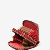 Small leather wallet in coral tones