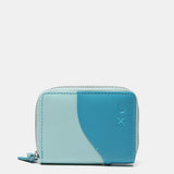 Cartera pequeña en piel en tonos azules