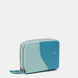 Cartera pequeña en piel en tonos azules