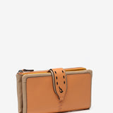 Large orange leather wallet