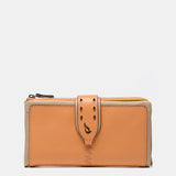 Large orange leather wallet