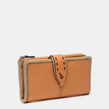 Large orange leather wallet