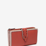 Large coral leather wallet