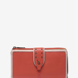 Large coral leather wallet