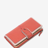 Large coral leather wallet