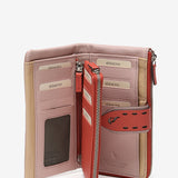 Large coral leather wallet