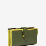 Large green leather wallet