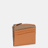 Tarjetero en piel naranja