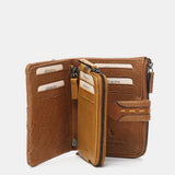 Cartera pequeña en piel cognac
