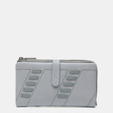 Large wallet with pasted details in grey leather