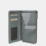 Large wallet with pasted details in grey leather