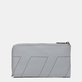 Large wallet with pasted details in grey leather