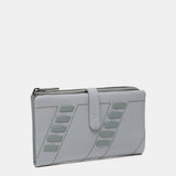 Large wallet with pasted details in grey leather