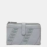 Medium wallet with past details in grey leather