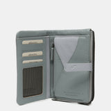 Medium wallet with past details in grey leather