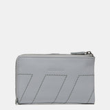 Medium wallet with past details in grey leather